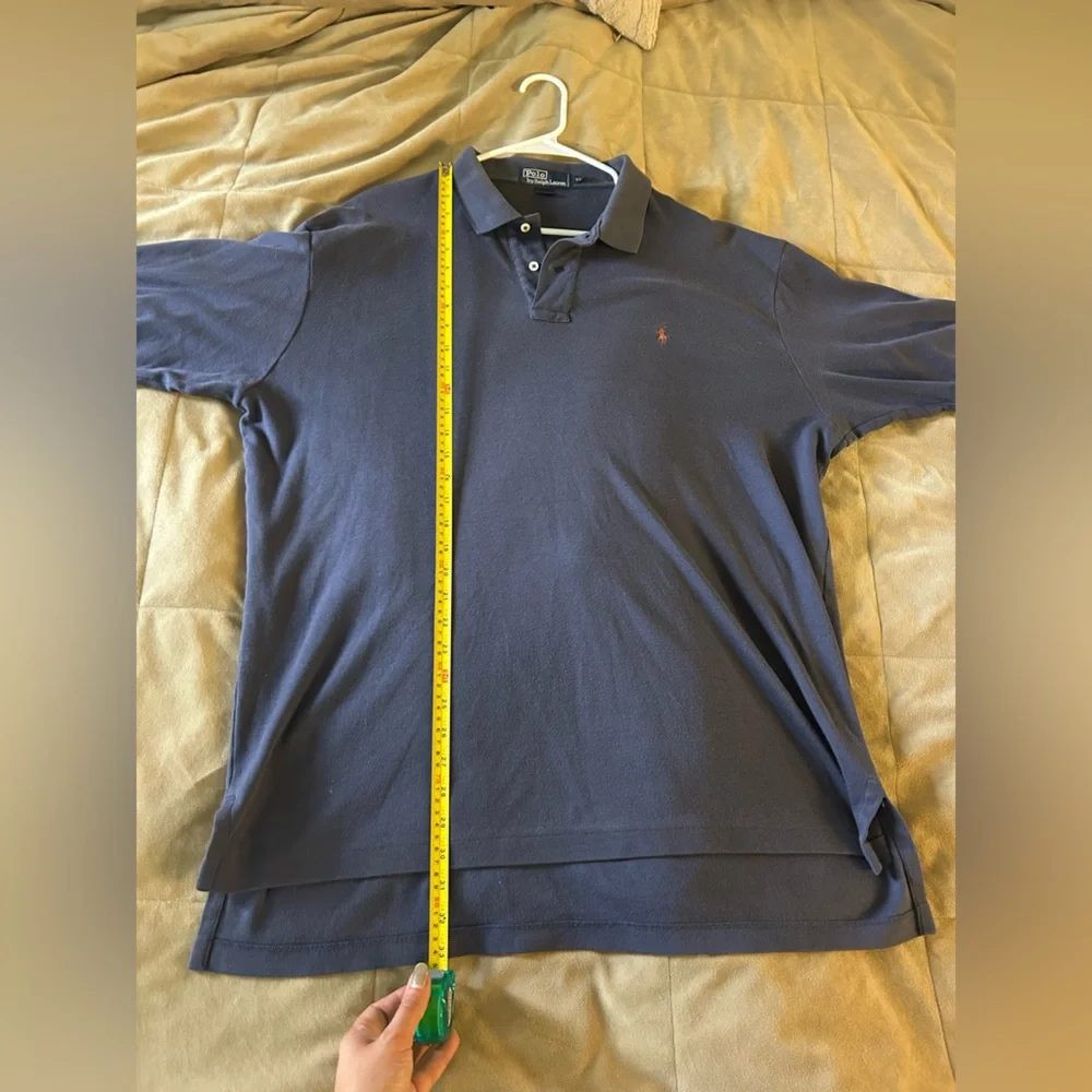 Polo Ralph Lauren Polo Shirt XL Blue Classic Fit Burgundy Logo Preppy Mens